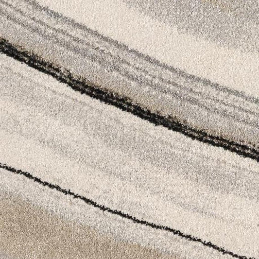 5' X 8' Cream and Tan Abstract Marble Area Rug