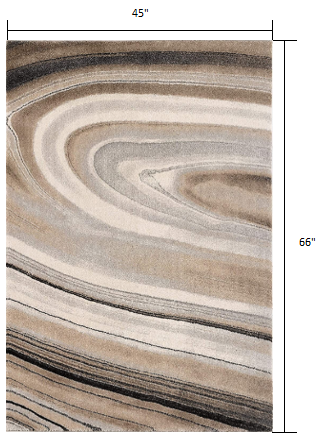 4’ x 6’ Cream and Tan Abstract Marble Area Rug