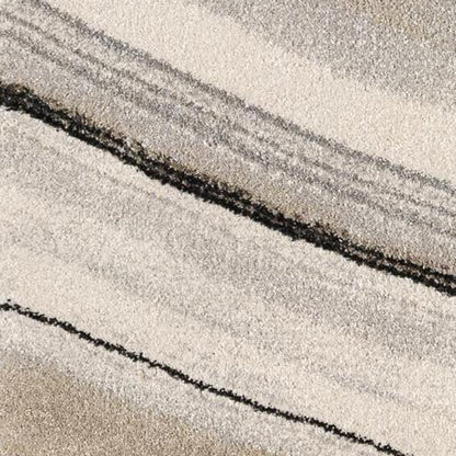 5' X 8' Cream and Tan Abstract Marble Area Rug