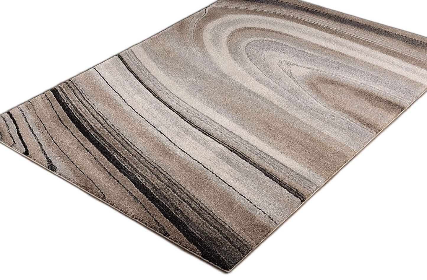 7' X 10' Cream and Tan Abstract Marble Area Rug