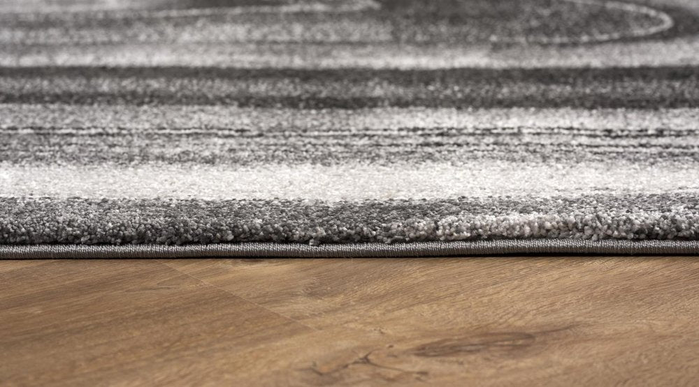 8' X 11' Gray And Ivory Abstract Shag Area Rug