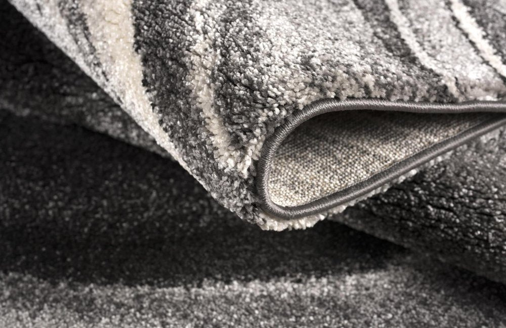 8' X 11' Gray And Ivory Abstract Shag Area Rug