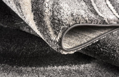8' X 11' Gray And Ivory Abstract Shag Area Rug