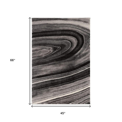 8' X 11' Gray And Ivory Abstract Shag Area Rug