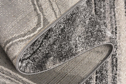 8' X 11' Gray And Ivory Abstract Shag Area Rug