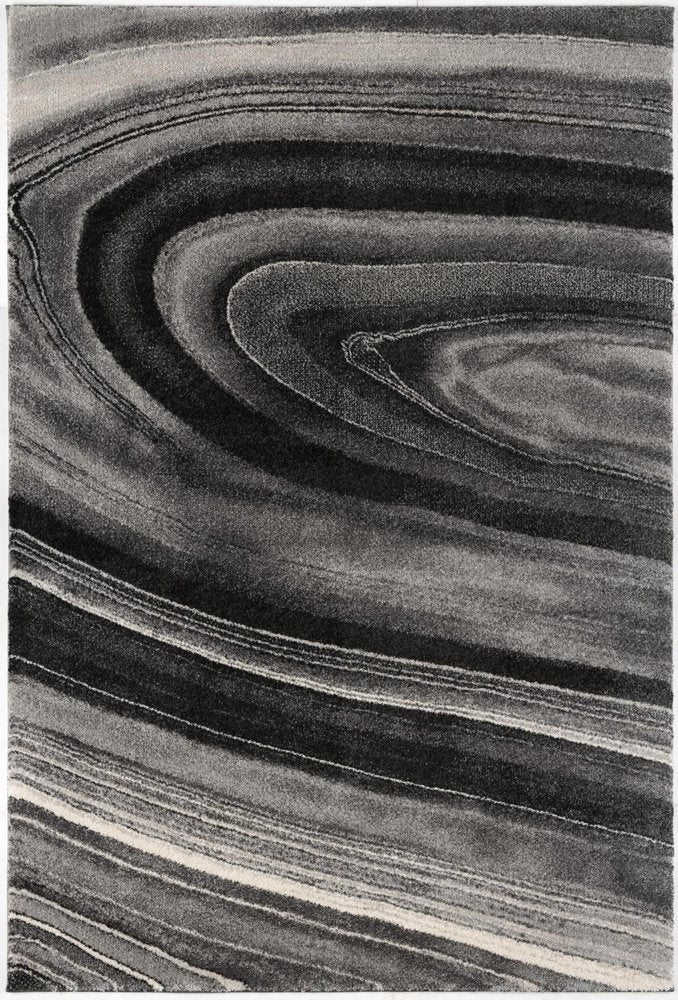 8' X 11' Gray And Ivory Abstract Shag Area Rug