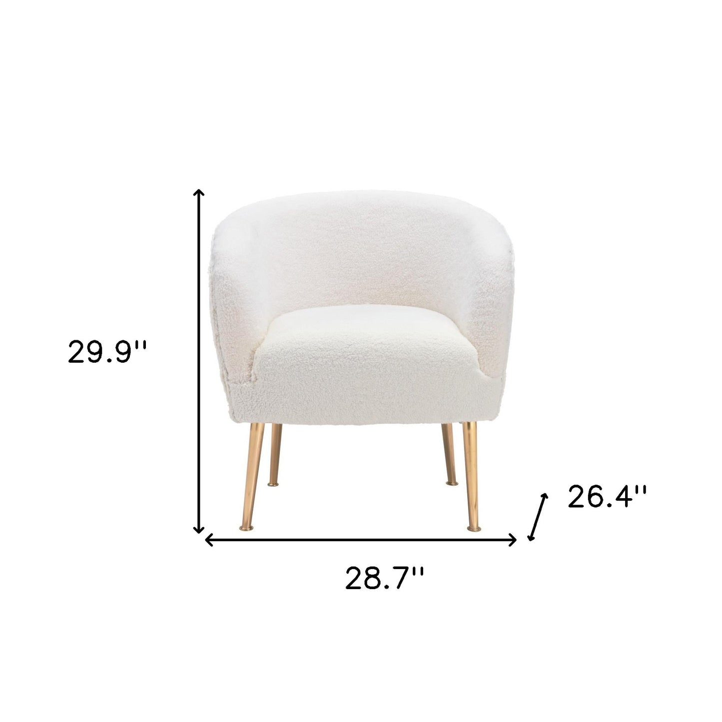 29" Beige And Gold Sherpa Arm Chair