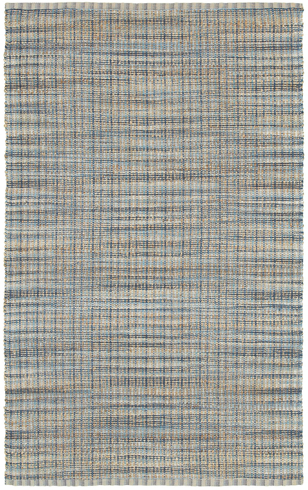 5' X 8' Blue and Ivory Hand Woven Area Rug