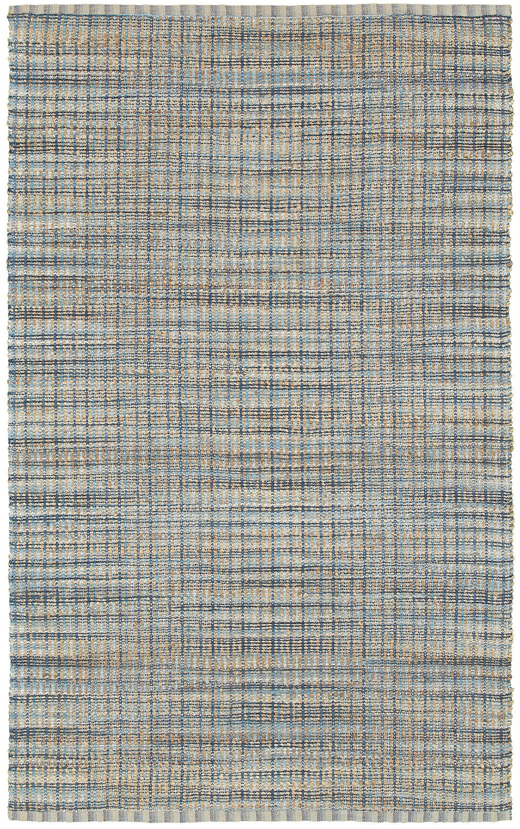 5' X 8' Blue and Ivory Hand Woven Area Rug