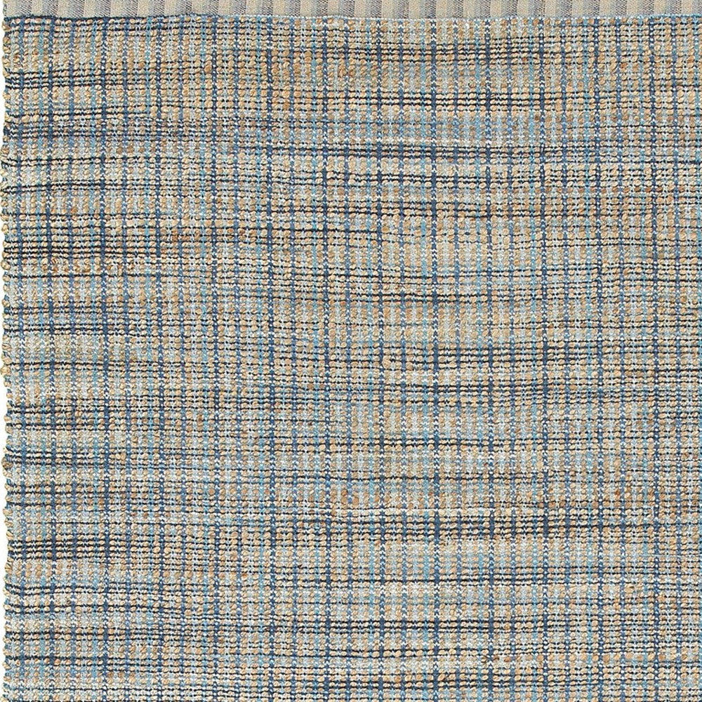 5' X 8' Blue and Ivory Hand Woven Area Rug