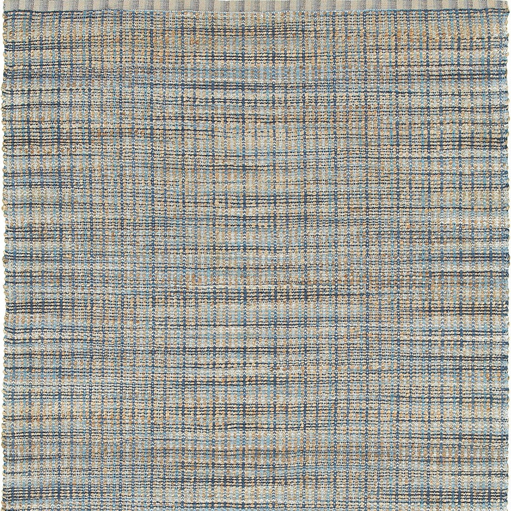 5' X 8' Blue and Ivory Hand Woven Area Rug