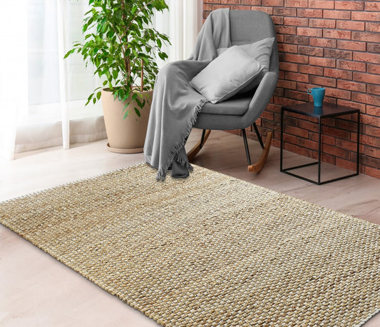 5' X 8' Natural Hand Woven Area Rug