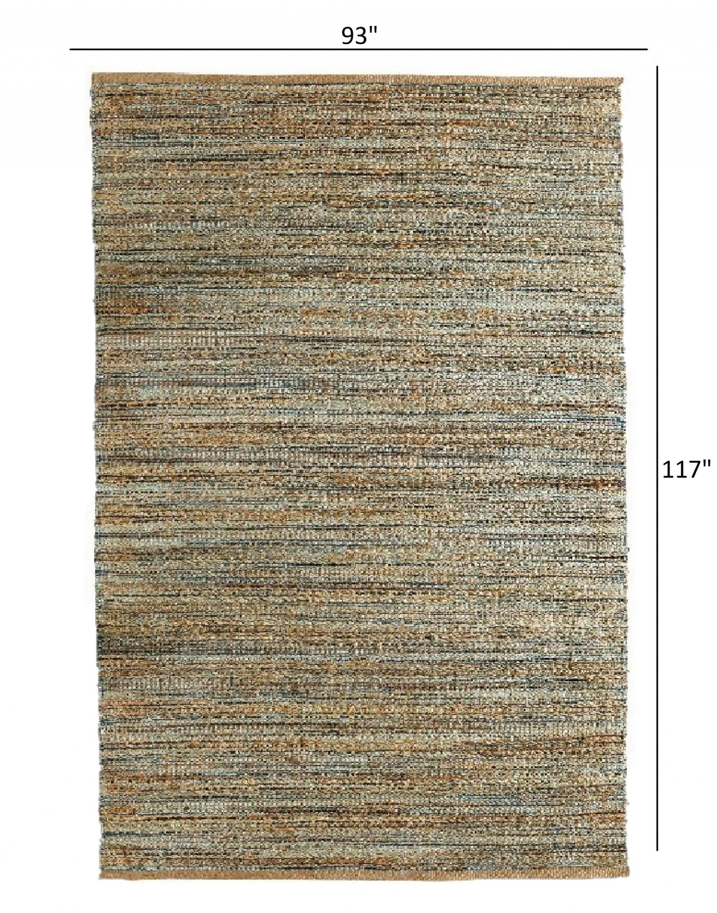 5' X 8' Teal and Natural Braided Jute Area Rug