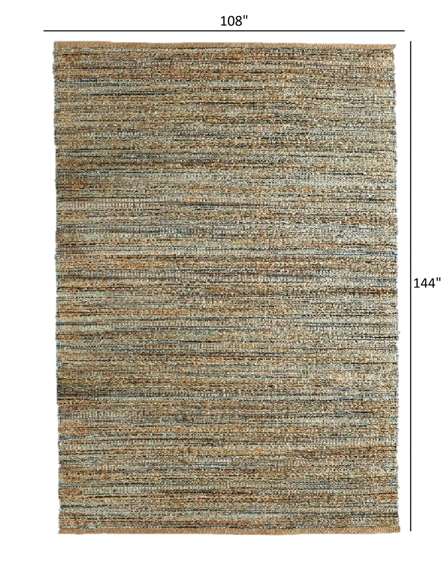 5' X 8' Teal and Natural Braided Jute Area Rug