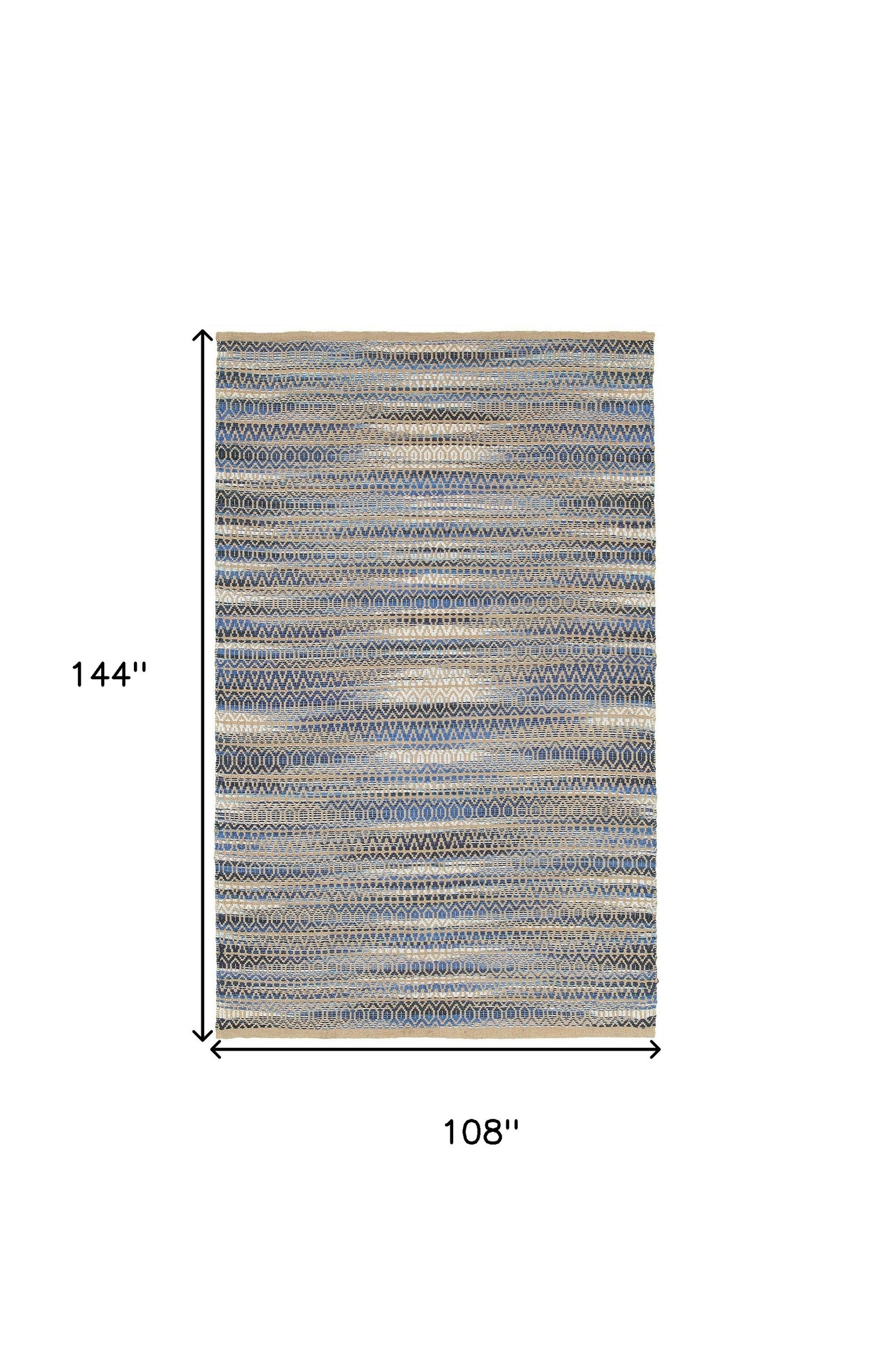 9' X 12' Round Navy and Tan Striated Area Rug