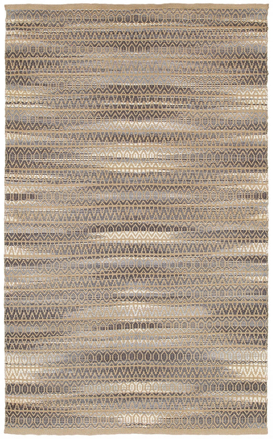 9' X 12' Gray and Tan Striated Runner Rug