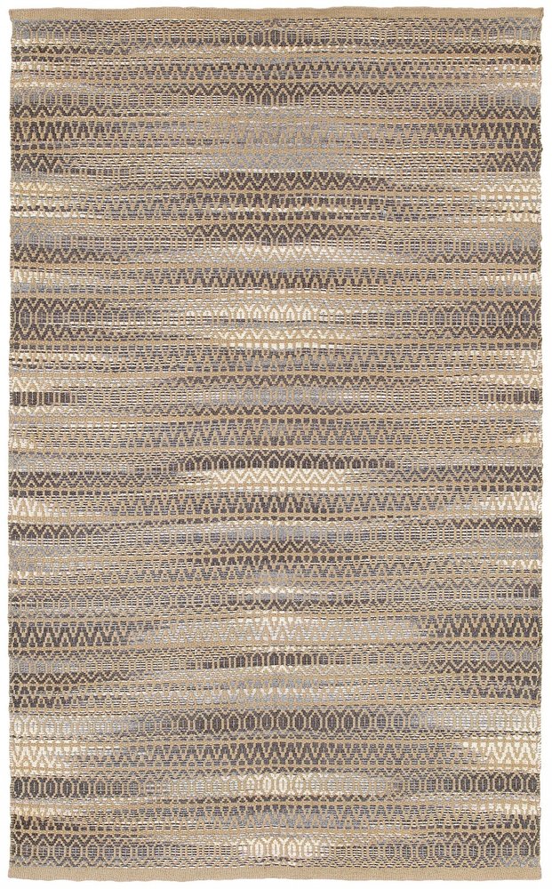 9' X 12' Gray and Tan Striated Runner Rug