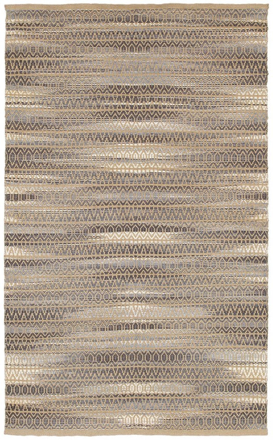 9' X 12' Gray and Tan Striated Runner Rug