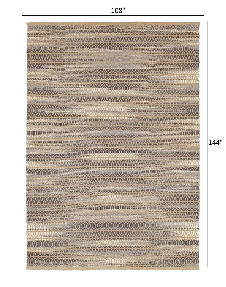 9' X 12' Gray and Tan Striated Runner Rug