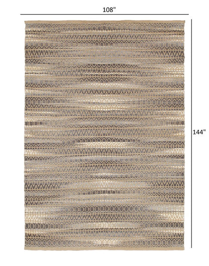 9' X 12' Gray and Tan Striated Runner Rug