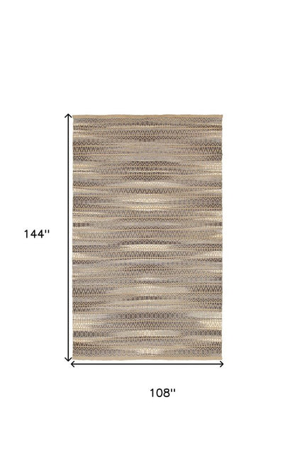 9' X 12' Gray and Tan Striated Runner Rug