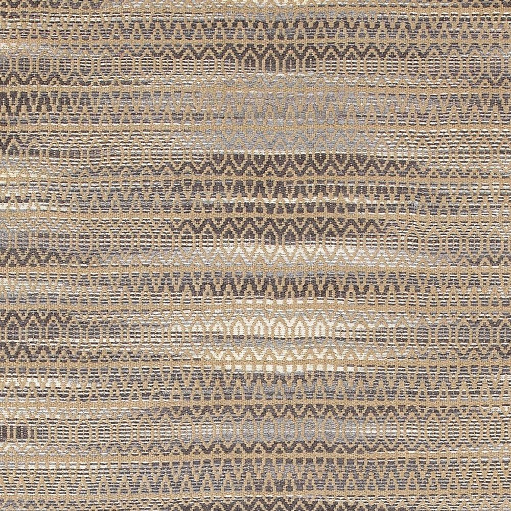 9' X 12' Gray and Tan Striated Runner Rug