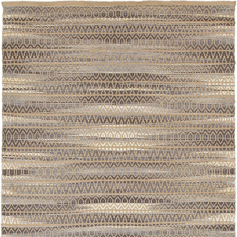 9' X 12' Gray and Tan Striated Runner Rug