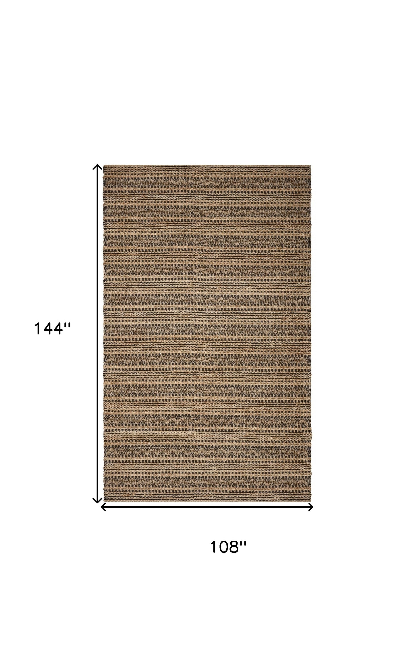 9' X 13' Tan and Black Intricate Striped Area Rug