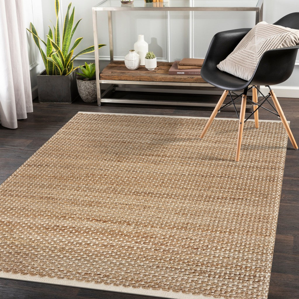 9' X 12' Tan Hand Loomed Area Rug