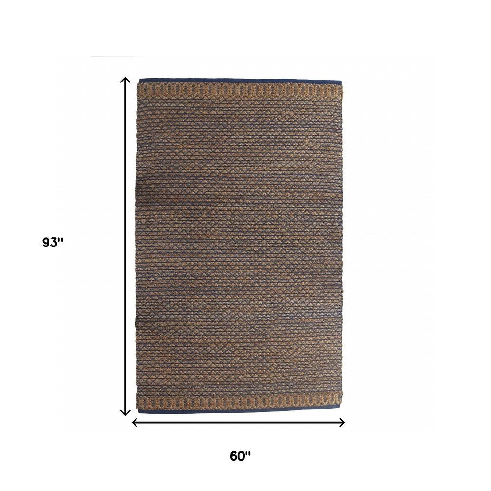 9' X 12' Tan and Blue Detailed Lattice Area Rug