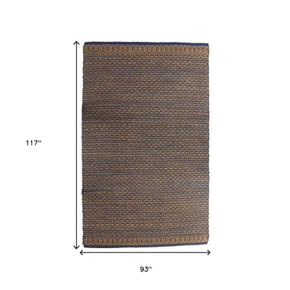 9' X 12' Tan and Blue Detailed Lattice Area Rug