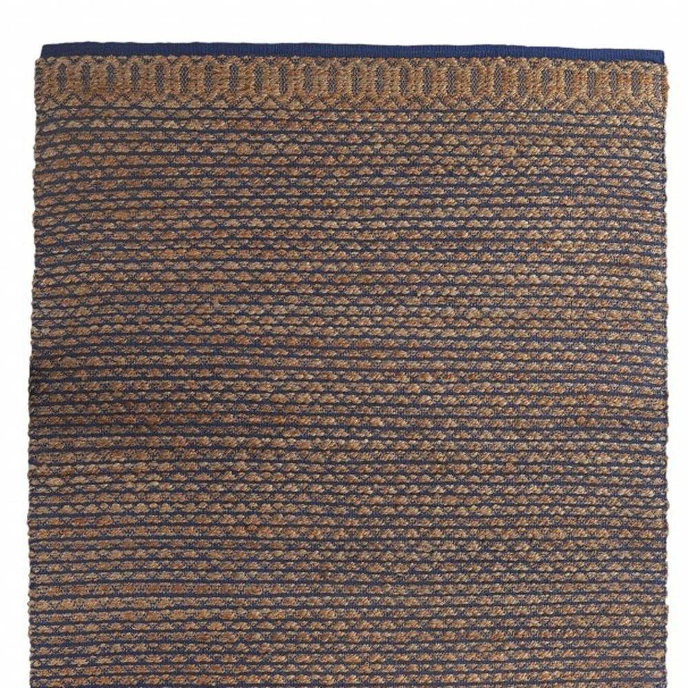 9' X 12' Tan and Blue Detailed Lattice Area Rug
