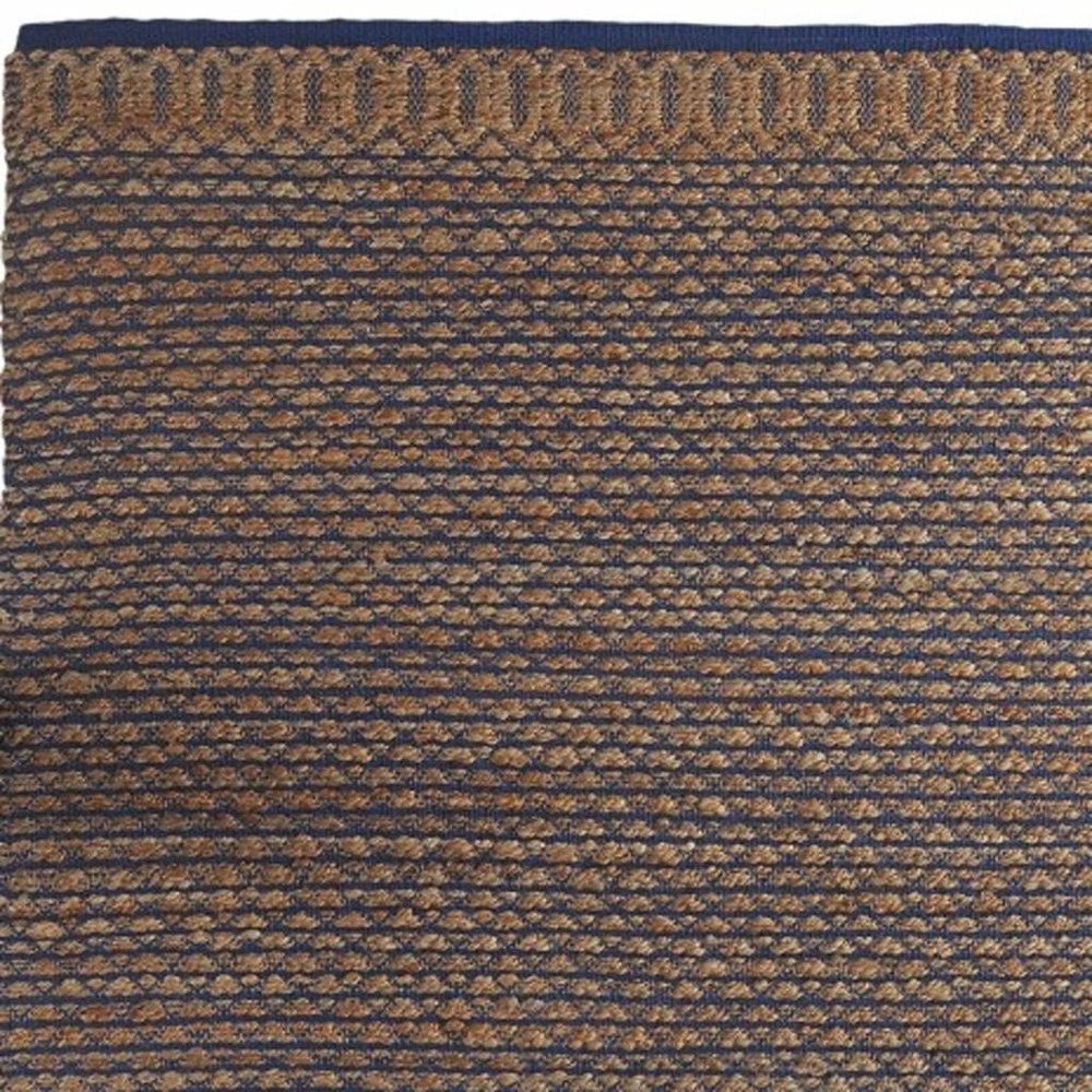 9' X 12' Tan and Blue Detailed Lattice Area Rug