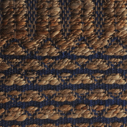 9' X 12' Tan and Blue Detailed Lattice Area Rug