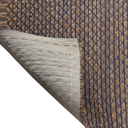 9' X 12' Tan and Blue Detailed Lattice Area Rug