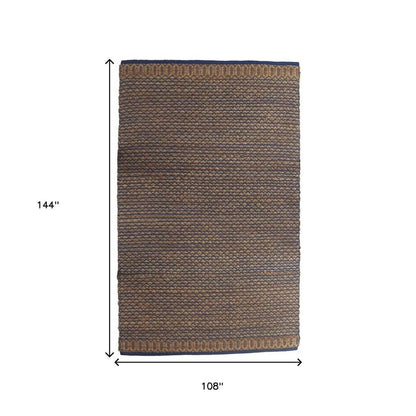 9' X 12' Tan and Blue Detailed Lattice Area Rug