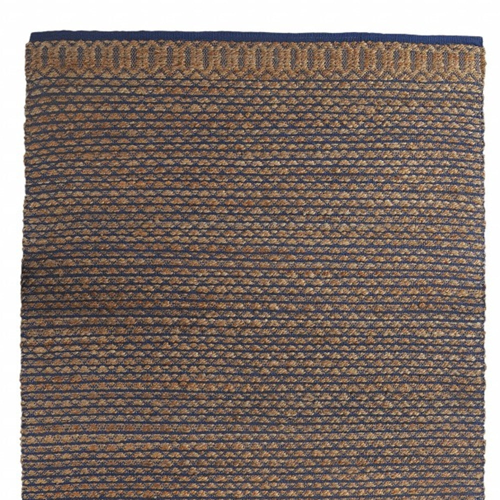 5' X 8' Tan and Blue Detailed Lattice Area Rug