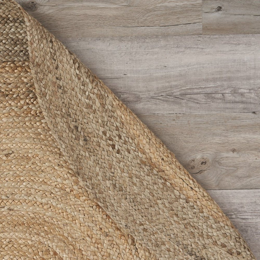 7' X 9' Natural Jute Hand Braided Oval Rug