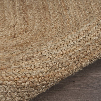 5' X 7' Natural Jute Hand Braided Oval Rug