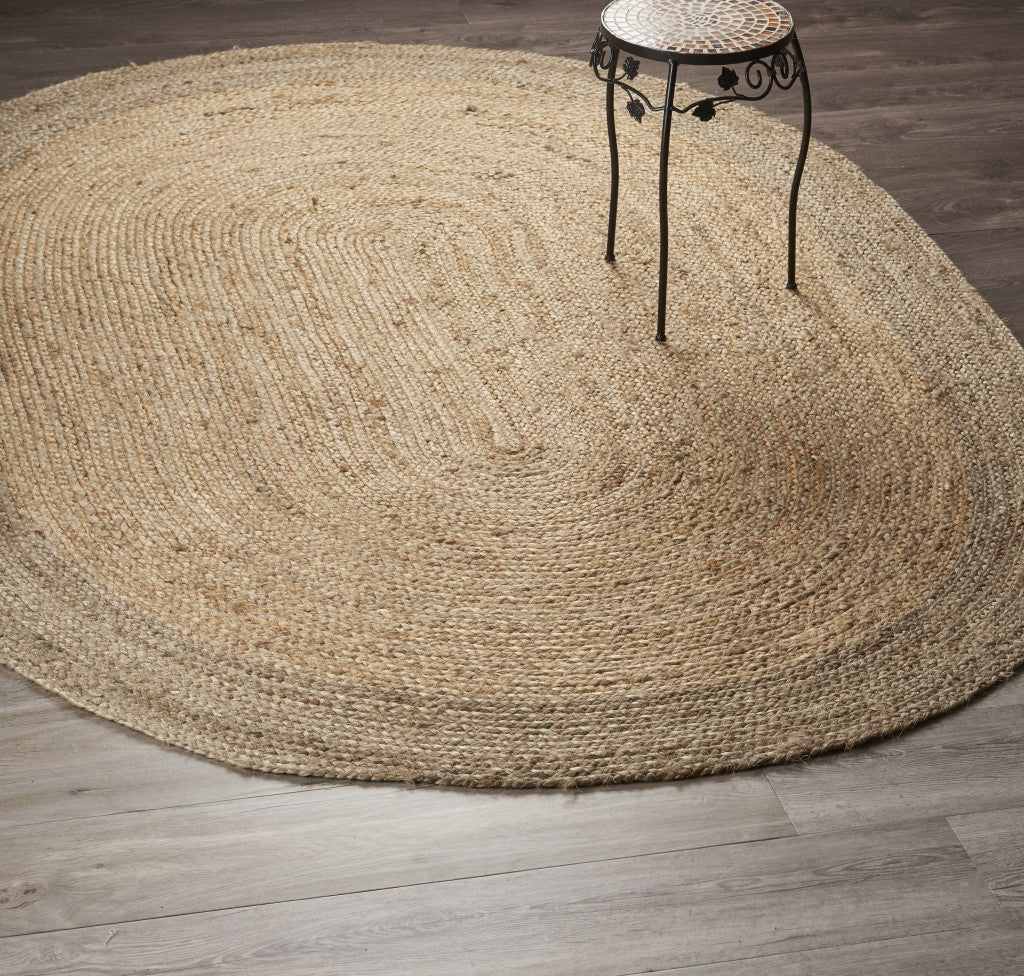 7' Natural Toned Oval Shaped Area Rug