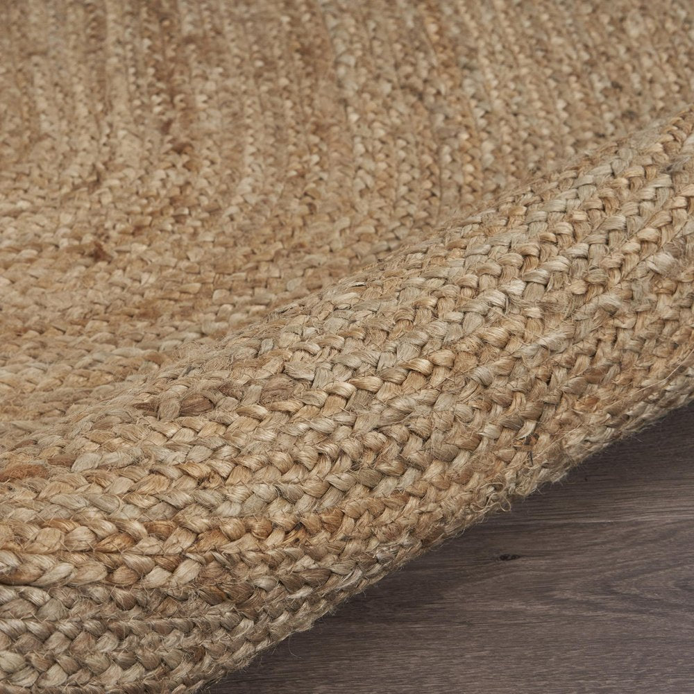 7' X 9' Natural Jute Hand Braided Oval Rug