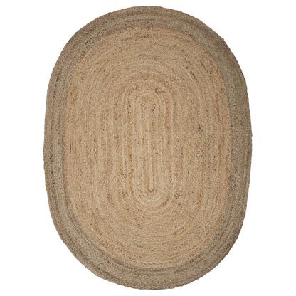 7' X 9' Natural Jute Hand Braided Oval Rug