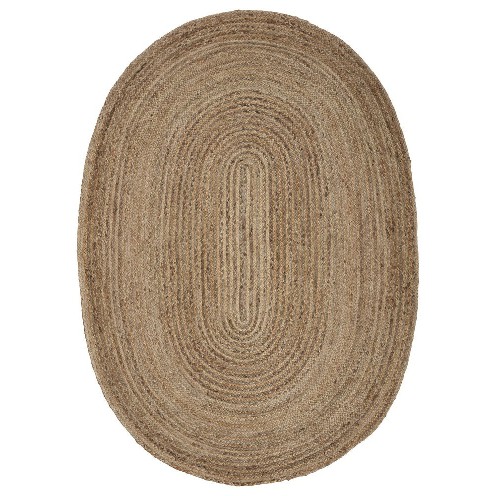 5' X 7' Natural Jute Hand Braided Oval Rug
