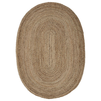 5' X 7' Natural Jute Hand Braided Oval Rug