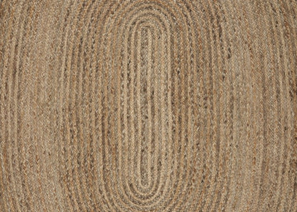 7' X 9' Natural Jute Hand Braided Oval Rug