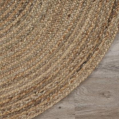 7' X 9' Natural Jute Hand Braided Oval Rug