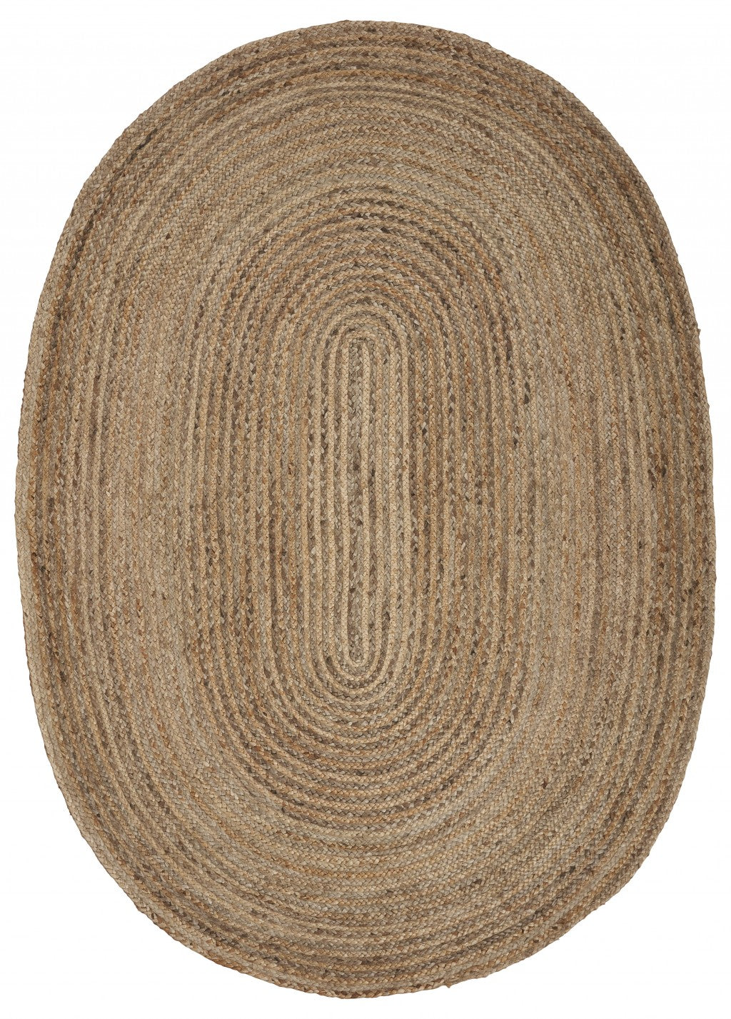 7' Brown Oval Shaped Jute Area Rug