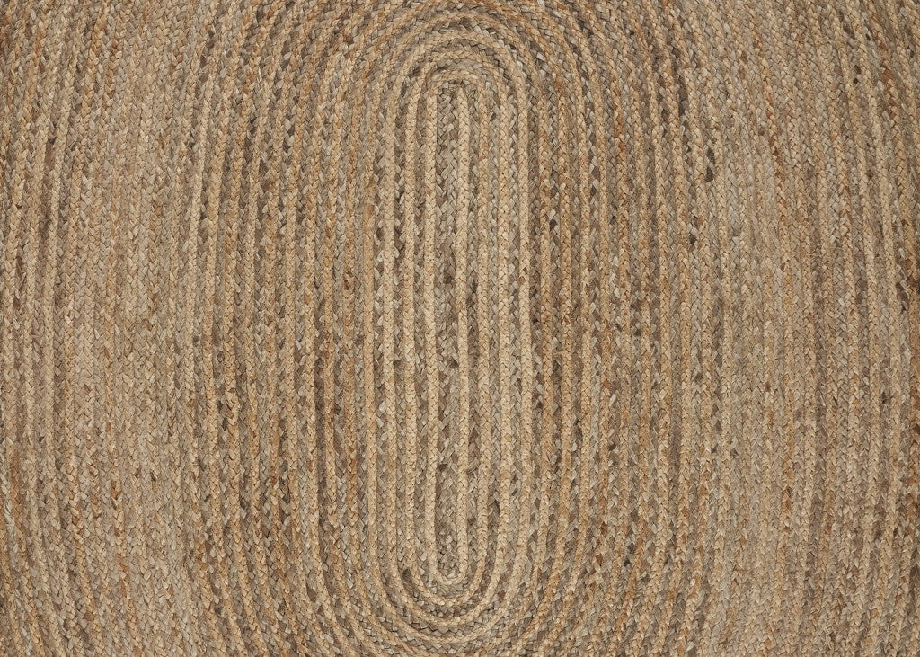 7' Brown Oval Shaped Jute Area Rug