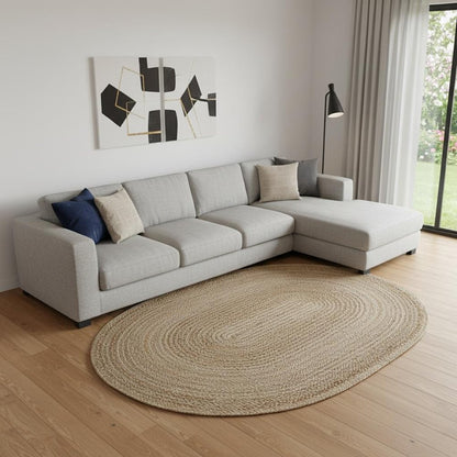 5' X 7' Natural Jute Hand Braided Oval Rug