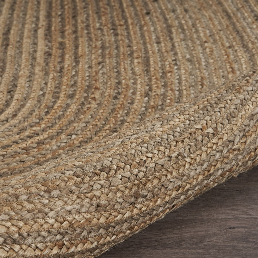 7' Brown Oval Shaped Jute Area Rug